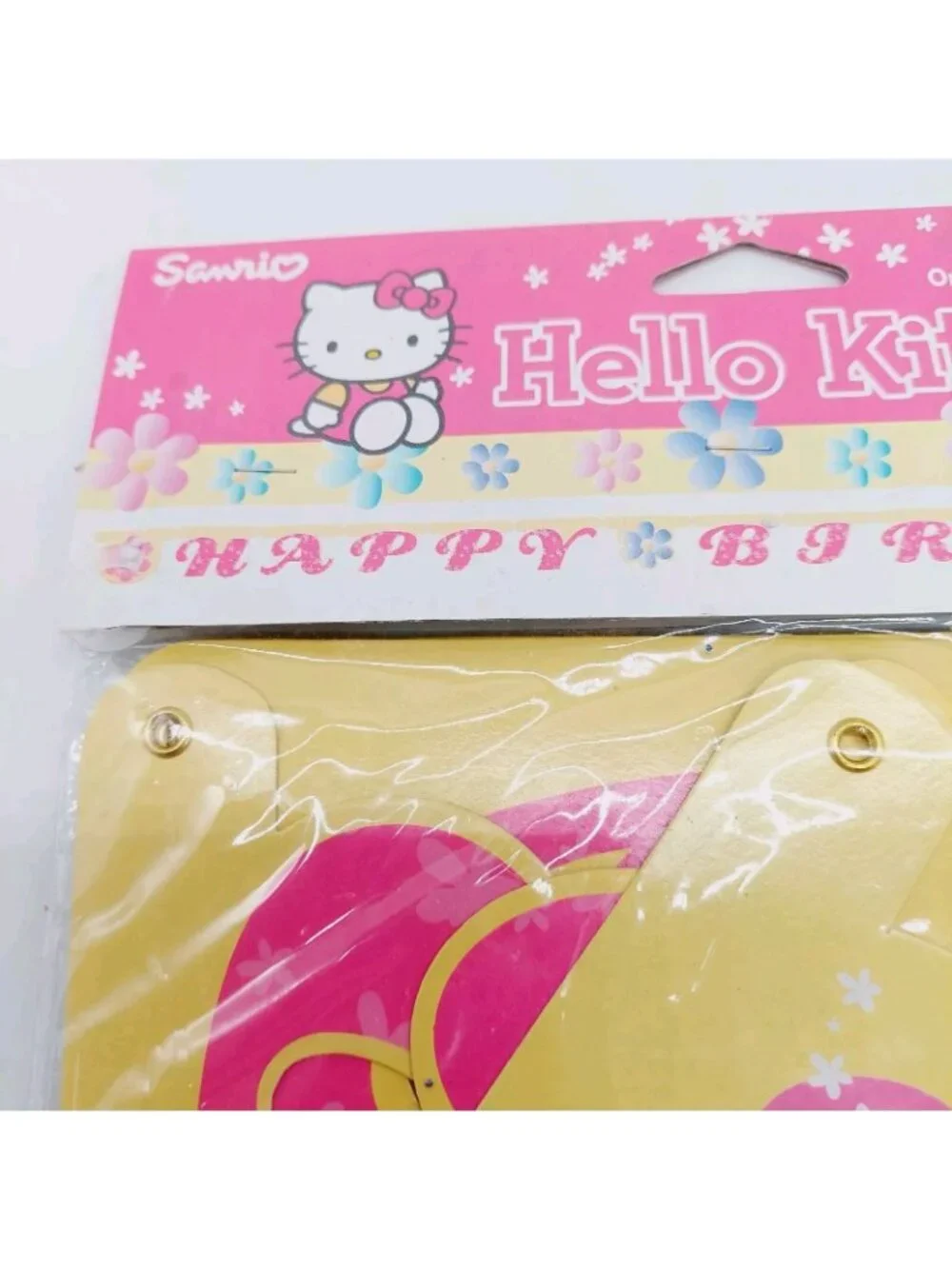 Sanrio Hello Kitty Happy Birthday Banner 8 Foot Pastels Yellow Pink 2001 Jointed